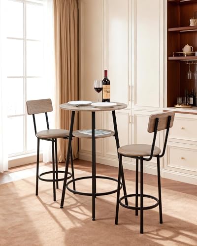 VEVOR Bar Table and Chairs Set, 3PCS 23.5″ Bars Tables Set with Rounded Corne...
