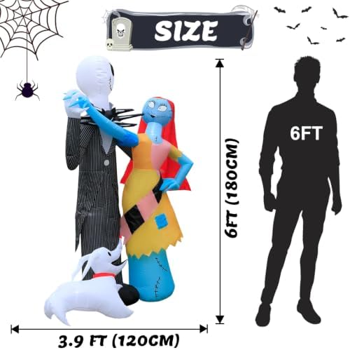 6Ft Inflatable Halloween Outdoor Yard Decoration - Halloween Skeleton Couple ...
