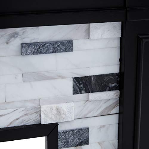 SEI Furniture Drovling Marble Tiled Color Changing Electric Fireplace, Black-...
