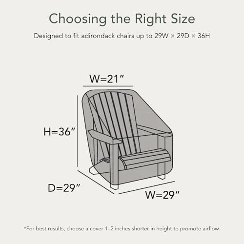 Covermates Elite Adirondack Chair Cover – 29Wx36Dx36H, Charcoal