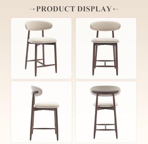 COLAMY Counter Height Bar Stools Set of 2, Kitchen Bar Stools with Back, Mid ...