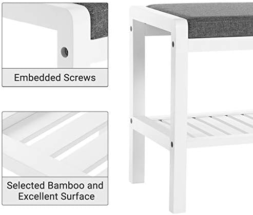 SONGMICS Shoe Rack Bench, Padded Seat, Storage Shelf, Holds Up to 350 lb