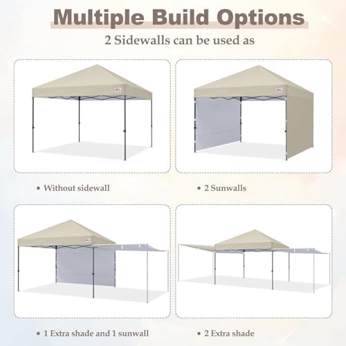 MASTERCANOPY 10x10 Pop Up Canopy Tent with 2 Shelters，230 Sq ft Beige