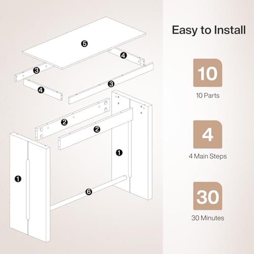 Tribesigns Bar Table, 41.3" Counter Height Pub Table with Metal Footrest...