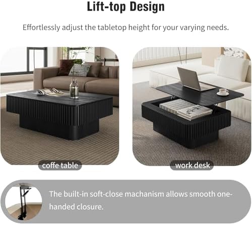 LKTART Lift Top Coffee Table for Living Room, Mid Century Modern Coffee Table...