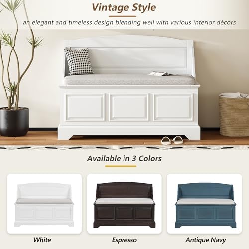 LUMISOL Shoe Storage Bench with Seating, 41.7” Farmhouse Entryway Bench with ...