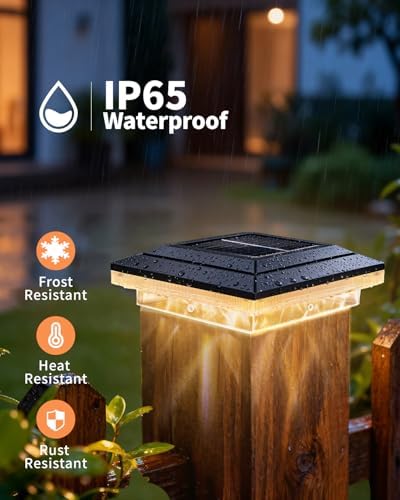 BRIMAX 8 Pack 4x4 Solar Post Cap Lights,3 Modes,Water Ripple Light Effects