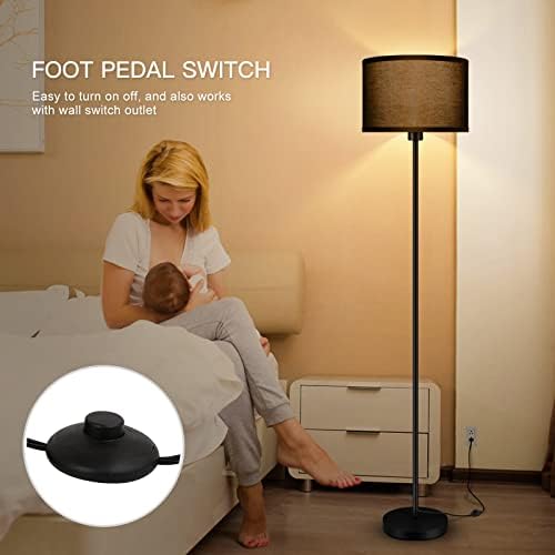 AUQUEE Floor Lamps for Living Room, Modern Standing Lamp, Black Lamp Shades, ...