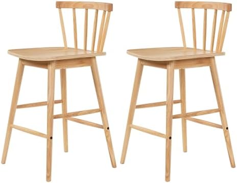 Modern Bar Stools Set of 2, 24" Wooden Counter Height Barstools, Modern ...