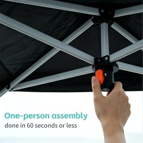10x10 One Push Pop Up Canopy Tent with Vented Roof, Black