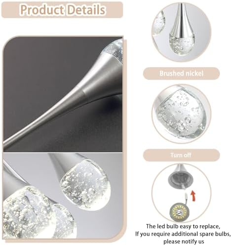 ykolupty H138 Modern Chandelier for High Ceiling 26-Lights Chrome Raindrop Ch...