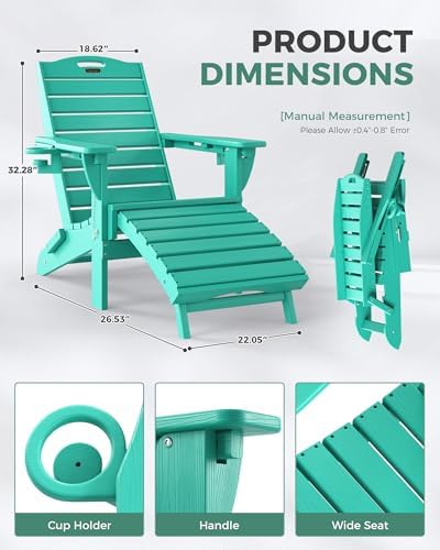 Adjustable Adirondack Chair,Outdoor Fire Pit Chair，Lakeblue