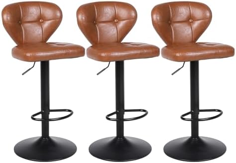 Bar Stools Set of 3 - Swivel Counter Height Barstools (Height Adjustable)