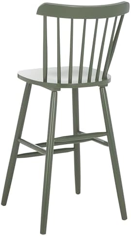 SAFAVIEH Furniture - Galena Bar Stool Set of 2 - Dusty Green - Solid Wood - M...