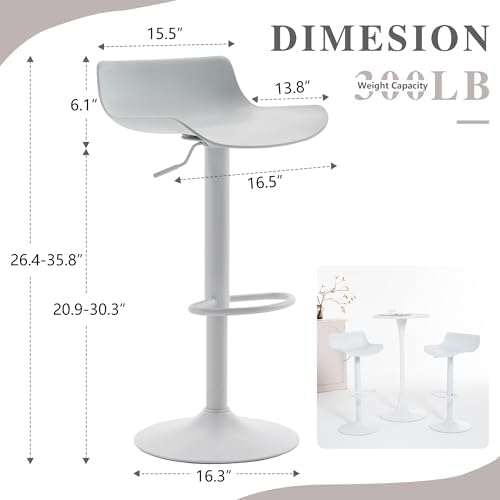 YOUNIKE Bar Stools Set of 2 Counter Height Chairs Modern Barstools White