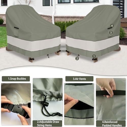 Outdoor Adirondack Chair Cover 2 Pack,Waterproof 100% Patio Chair Covers,30W ...