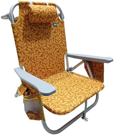 Bliss Hammocks Folding Backpack Beach Chair Recliner, Amber Leaf