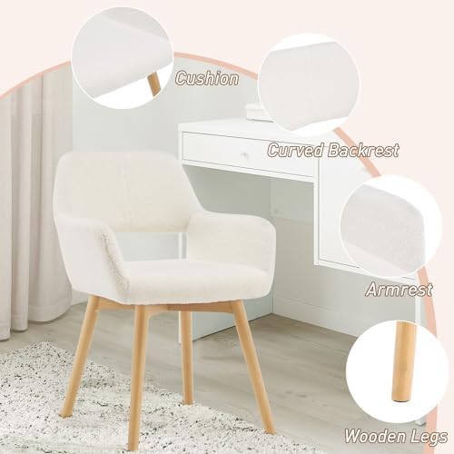 Desk Chair No Wheels Vanity Chair Makeup Chair Comfy Accent Chair for Living ...