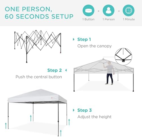 Best Choice Products 10x10ft Pop Up Canopy Tent, Outdoor Shade, 1 Person 1 Mi...