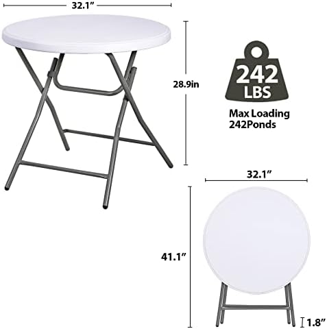SUPER DEAL 32in Cocktail Table, Indoor Outdoor Portable High Top Table, Plast...