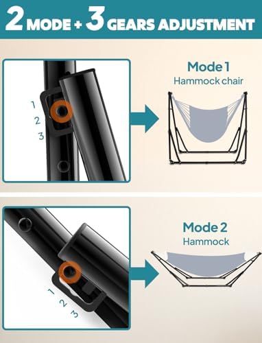ANYOO 2-in-1 Hammock & Chair Stand with Collapsible Steel Frame & Car...