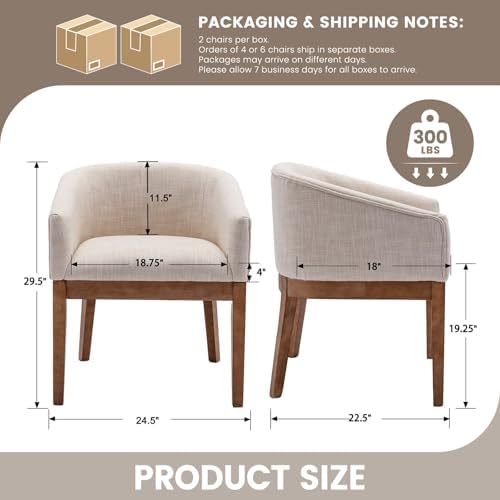 RIVOVA Upholstered Dining Chairs Set of 4 Modern Linen Dining Room Chairs Cur...