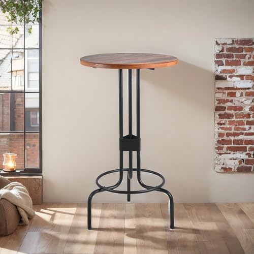 LOKKHAN 41.42-Inch Café Pub Bistro Bar Table, Industrial Design Metal Base, R...
