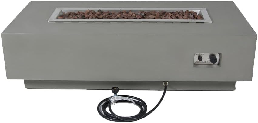 Granville Concrete Fire Pit 60" x 27" Outdoor Patio Firepit Include...