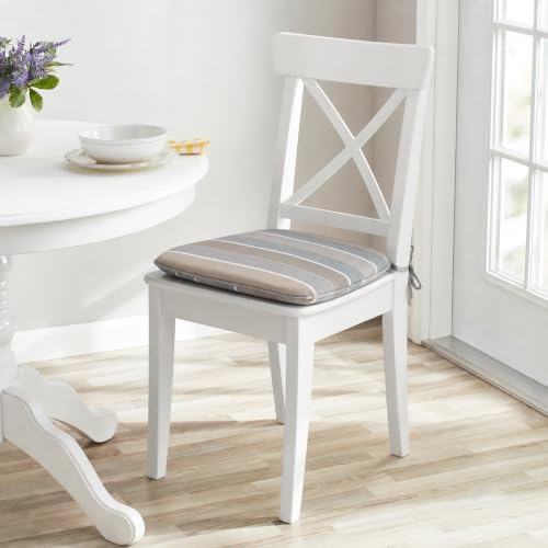 FUNHOME Indoor/Outdoor Chair Cushions Set of 2, 17x16x2Inch-Grey Stripe