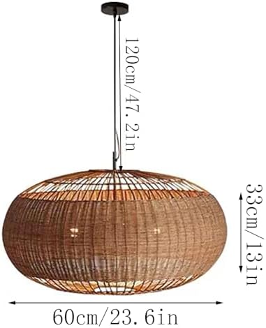 Rattan Handwoven Pendant Lights Adjustable Bamboo Wicker Hanging Lamp, Pendan...