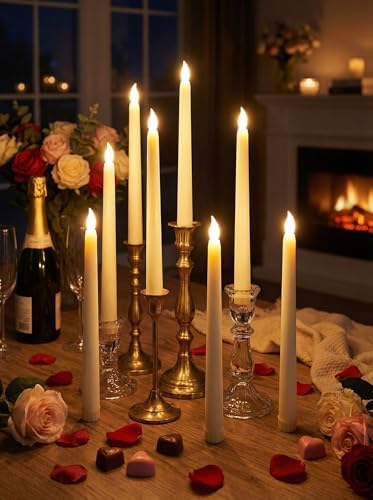 Funtery 48 Pcs Flameless LED Taper Candles,Ivory,11",Classic Style