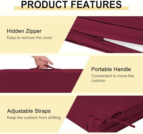 downluxe Waterproof Outdoor Chair Cushions Set of 4, 19" x 19" x 3&...