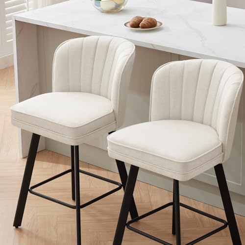 SAECKBERG Swivel Counter Height Bar Stools Set of 2, 26'' Modern Bars...