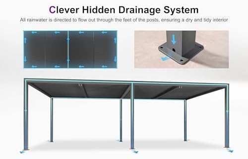 PURPLE LEAF Louvered Pergola 12' x 24', Adjustable Roof, Concealed Gu...
