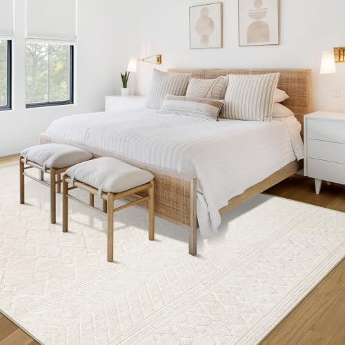 Area Rug for Living Room 9x12: Large Washable Boho Moroccan Rugs Geometric Ne...