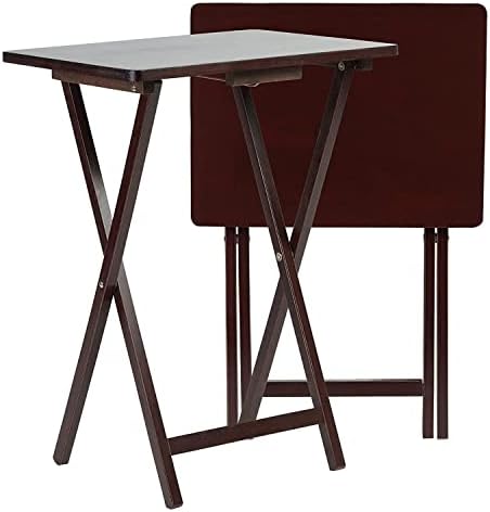 PJ Wood - Folding TV Tray Set of 2 - Espresso Wood Tables