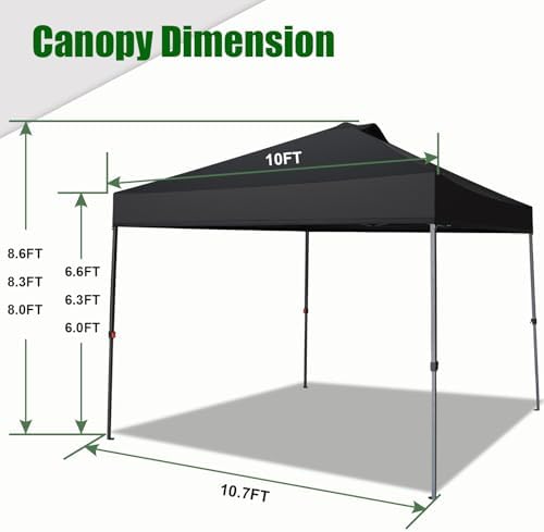 Eurmax USA NOMATTER ONE-Person Open&Close 10x10ft Pop Up Canopy Tent，Port...