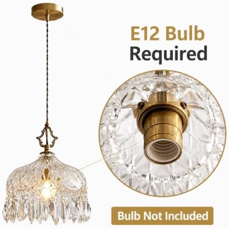 LIGHTLAND Vintage Small Crystal Glass Chandelier, 7.9 Inch Diameter