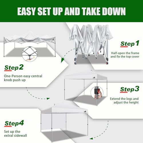Eurmax USA NOMATTER ONE-Person Open&Close 10x10ft Pop Up Canopy Tent,Port...