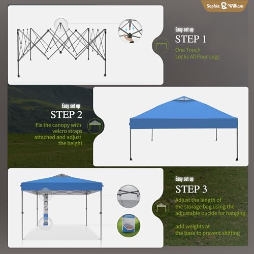 Sophia & William Canopy Tent 10x10 Pop up, One Person Push Set up Tents