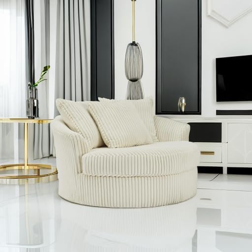 Signature Design by Ashley Lindyn White Oversized Swivel Accent Chair