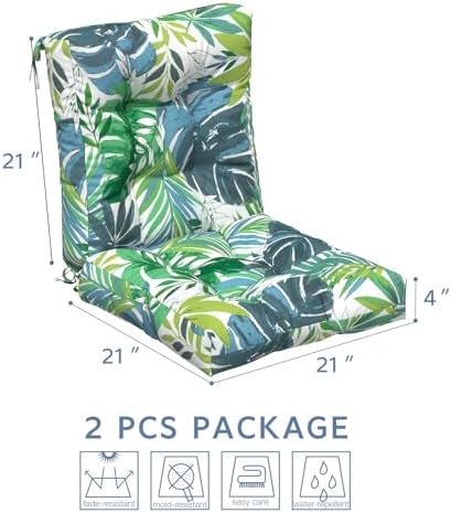 LVTXIII Outdoor Adirondack Chair Cushions, L42 x W21 x H4 Patio Tufted Low Ba...