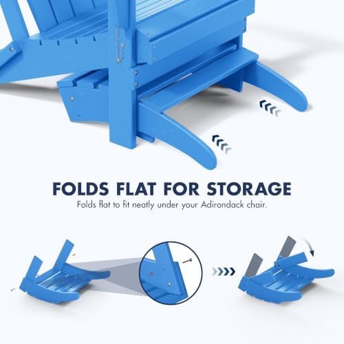 WO Home Furniture HDPE Folding Adirondack Ottoman, Pacific Blue