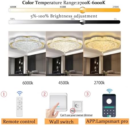 Modern Crystal Chandelier for Living Room 40in Gold Crystal Raindrop Ceiling ...