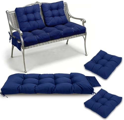 Yddsky 3Pcs Wicker Chair Cushion Sets for Patio Furniture,Navy,47*19*4''