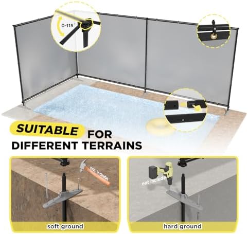 6' x 24' Gray Outdoor Privacy Screen Freestanding 240 GSM Privacy Fen...
