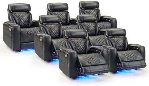 ANJ Dual Motor Power Recliner Set of 7 with Adjustable Headrest & LED Lig...
