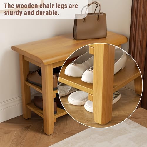 Shoe Rack Bench Mid Century Modern 2-Tier Shoe Rack Organizer for Entryway Ha...