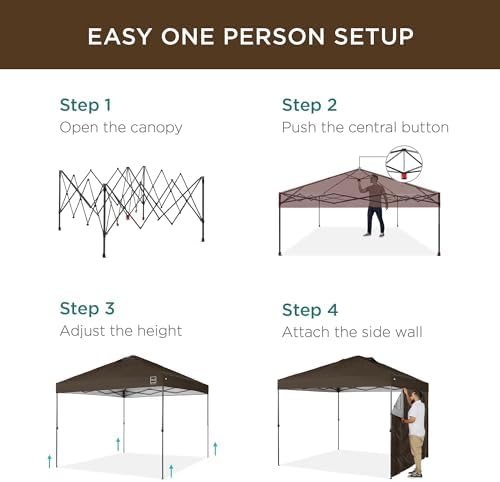 Best Choice Products 10x10 Pop Up Canopy Tent with Sidewall, Brown