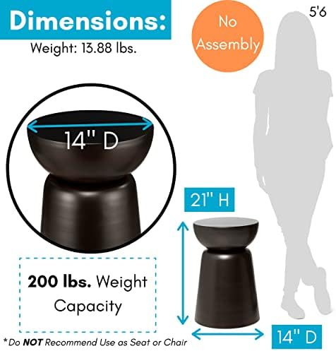 BIRDROCK HOME Metal Decorative Garden Stool and Outdoor Accent Side Table - M...